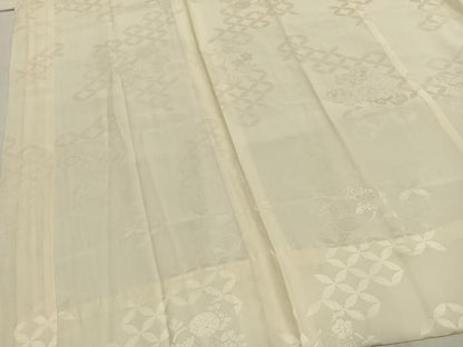 平和屋着物●長襦袢　無双仕立て　草花七宝地紋　生成り色　正絹　逸品　AABG4823fy
