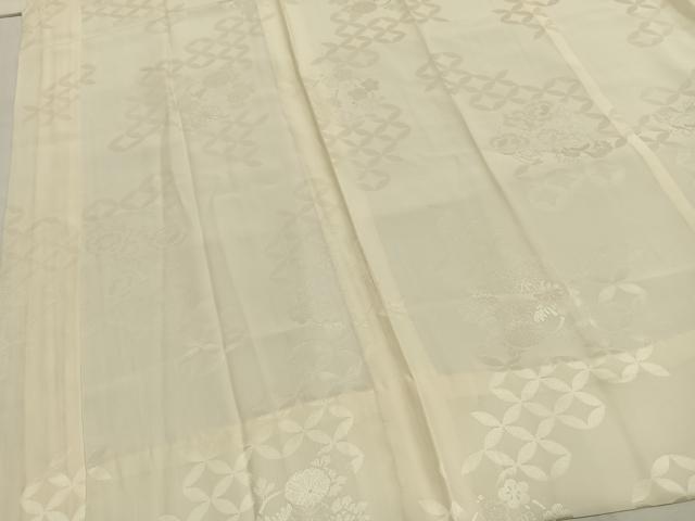平和屋着物●長襦袢　無双仕立て　草花七宝地紋　生成り色　正絹　逸品　AABG4823fy