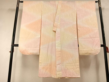 平和屋着物●振袖用長襦袢　無双仕立て　花尽くし地紋　暈し染め　正絹　逸品　AABG4824fy