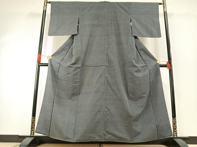 平和屋着物●上質な紬　縞　正絹　逸品　AABG4828fy