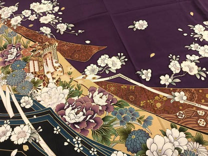 平和屋着物●豪華振袖　御所車花文　金彩　正絹　逸品　AABG4829fy