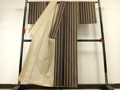 平和屋着物●本場縞大島紬　縞　正絹　逸品　AABG4831fy