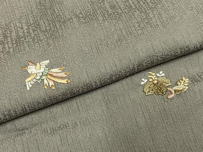 平和屋着物●上質な小紋　総刺繍　花鳥文　金糸　正絹　逸品　AABG4834fy