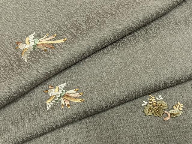 平和屋着物●上質な小紋　総刺繍　花鳥文　金糸　正絹　逸品　AABG4834fy