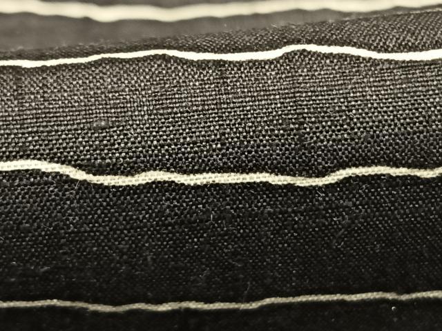 平和屋着物●上質な紬　よろけ縞　黒地　正絹　逸品　AABG4835fy