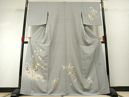 平和屋着物●京加賀友禅　百貫石峰　訪問着　草花文　暈し染め　正絹　逸品　AABG4836fy