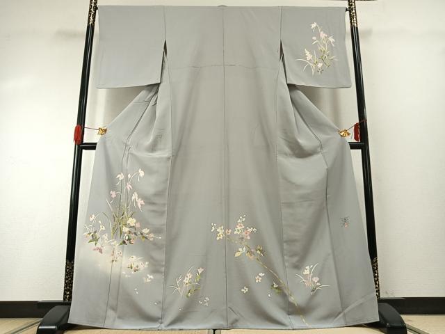 平和屋着物●京加賀友禅　百貫石峰　訪問着　草花文　暈し染め　正絹　逸品　AABG4836fy