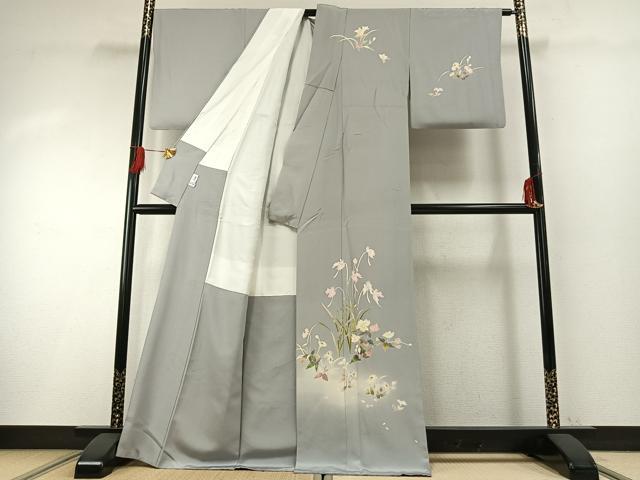 平和屋着物●京加賀友禅　百貫石峰　訪問着　草花文　暈し染め　正絹　逸品　AABG4836fy
