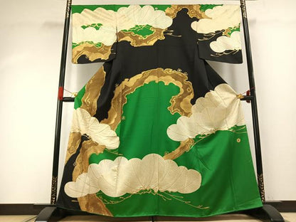 平和屋着物●ジャパンオートクチュール　渡辺雪三郎　訪問着　松　金糸　金彩　正絹　逸品　未使用　AABG4838fy