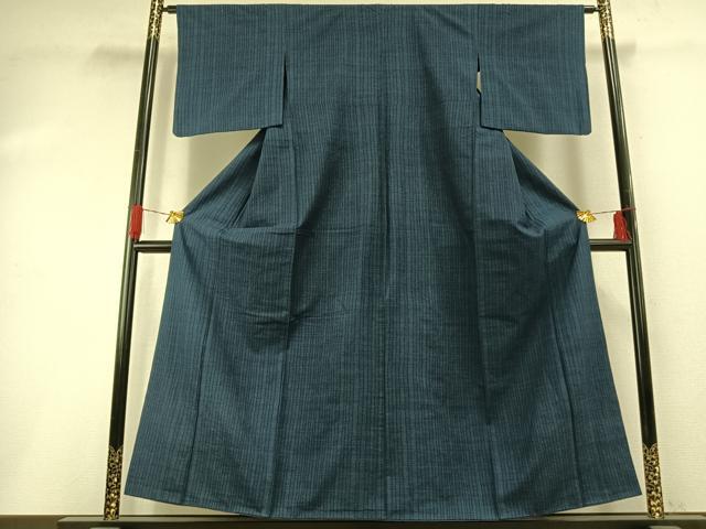 平和屋着物●綿薩摩　150亀甲　よろけ縞　木綿　逸品　未使用　AABG4840fy