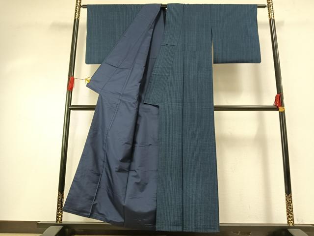 平和屋着物●綿薩摩　150亀甲　よろけ縞　木綿　逸品　未使用　AABG4840fy