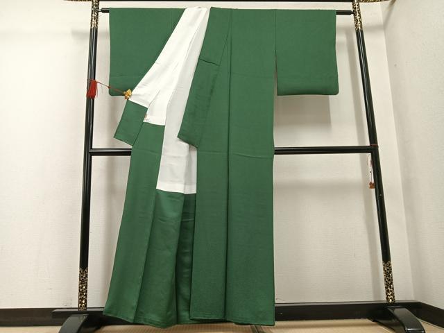 平和屋着物●上質な色無地　老竹色　ますいわ屋扱い　正絹　逸品　AABG4846ph