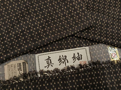 平和屋着物●真綿紬　反端付き　ロング丈　正絹　逸品　AABG4847ph