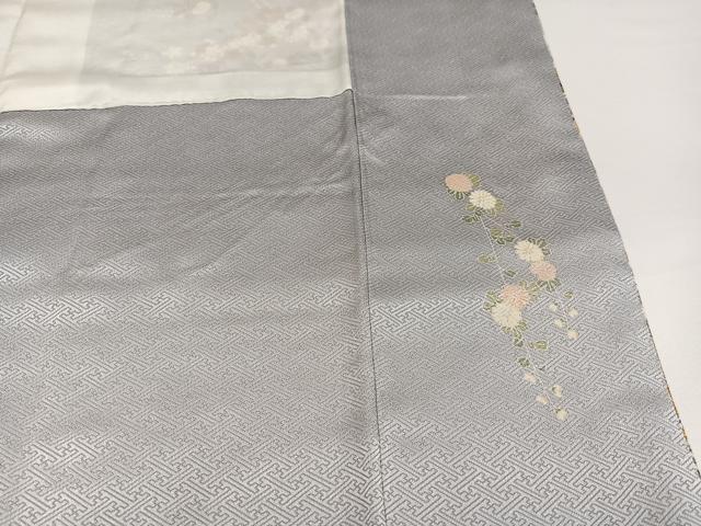 平和屋着物●訪問着　駒刺繍　舞扇花文　暈し染め　金彩　正絹　逸品　AABG4848ph
