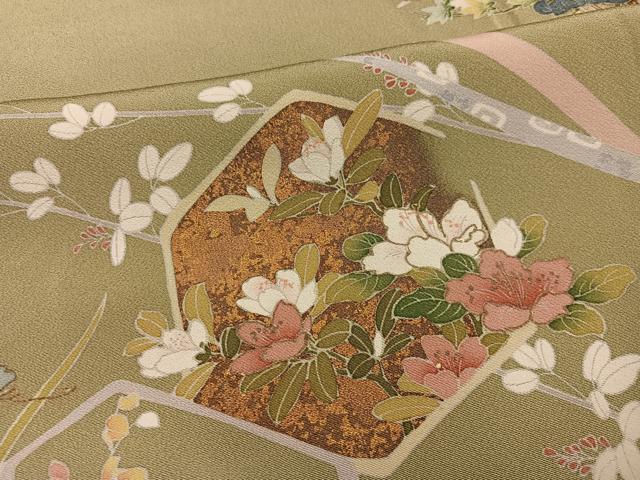 平和屋着物●豪華色留袖　友禅　作家物　貝桶花文　金彩　正絹　逸品　AABG4849ph