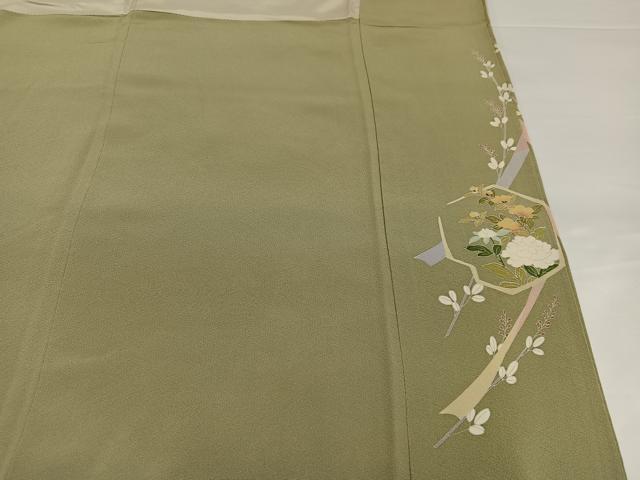 平和屋着物●豪華色留袖　友禅　作家物　貝桶花文　金彩　正絹　逸品　AABG4849ph