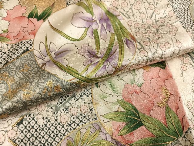 平和屋着物●創業460年・千總　振袖　草花文　金彩　三越扱い　正絹　逸品　AABG4851ph