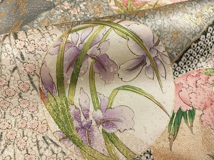 平和屋着物●創業460年・千總　振袖　草花文　金彩　三越扱い　正絹　逸品　AABG4851ph