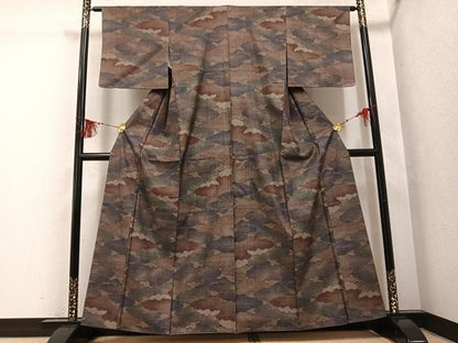 平和屋着物●本場大島紬　カタス9マルキ　雲重ね文　正絹　逸品　AABG4853ph