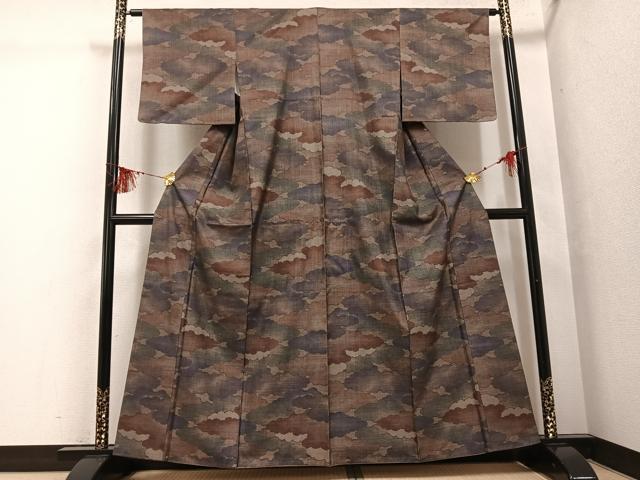 平和屋着物●本場大島紬　カタス9マルキ　雲重ね文　正絹　逸品　AABG4853ph