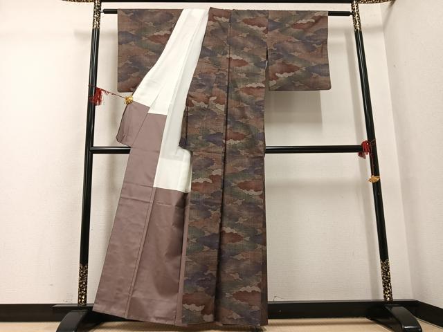平和屋着物●本場大島紬　カタス9マルキ　雲重ね文　正絹　逸品　AABG4853ph