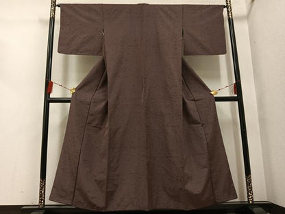 平和屋着物●上質な紬　色無地　煤竹色　正絹　逸品　AABG4854ph