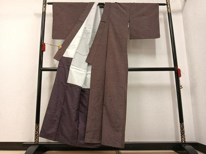 平和屋着物●上質な紬　色無地　煤竹色　正絹　逸品　AABG4854ph