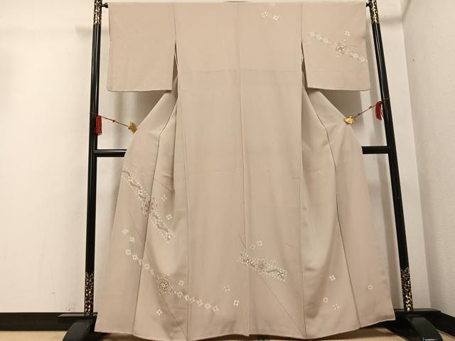 平和屋着物●訪問着　花唐草文　銀彩　正絹　逸品　AABG4855ph