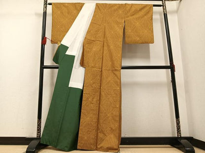 平和屋着物●本場大島紬　一元7マルキ　麻の葉文様　正絹　逸品　AABG4856ph