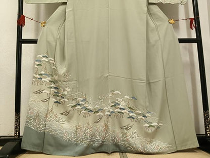 平和屋着物●訪問着　友禅　松竹梅　立波舟文　暈し染め　金彩　ますいわ屋扱い　正絹　逸品　AABG4857ph