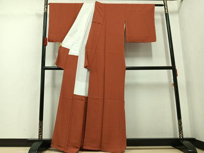 平和屋着物●本草木染作家　瑞寶　色無地　紅樺色　正絹　逸品　AABG4859ph