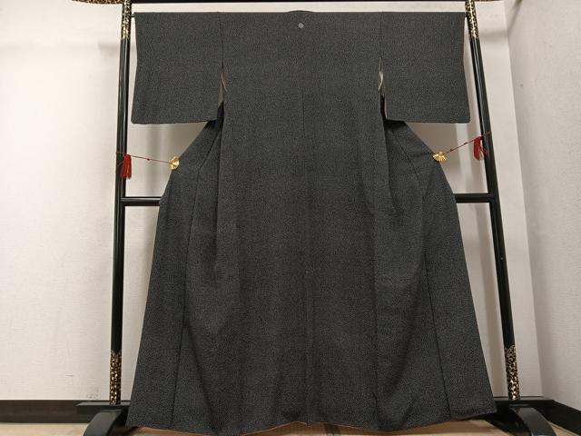 平和屋着物●江戸小紋　大小あられ　黒地　正絹　逸品　AABG4861ph