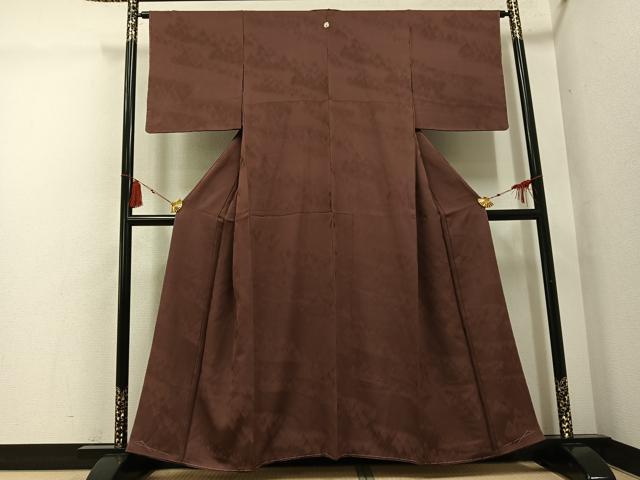 平和屋着物●上質な色無地　樹林地紋　赤褐色　正絹　逸品　未使用　AABG4864ph