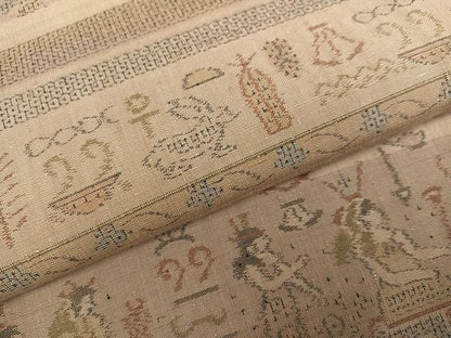 平和屋着物●本真綿結城紬　100亀甲　古代人物文　正絹　逸品　AABG4868ph