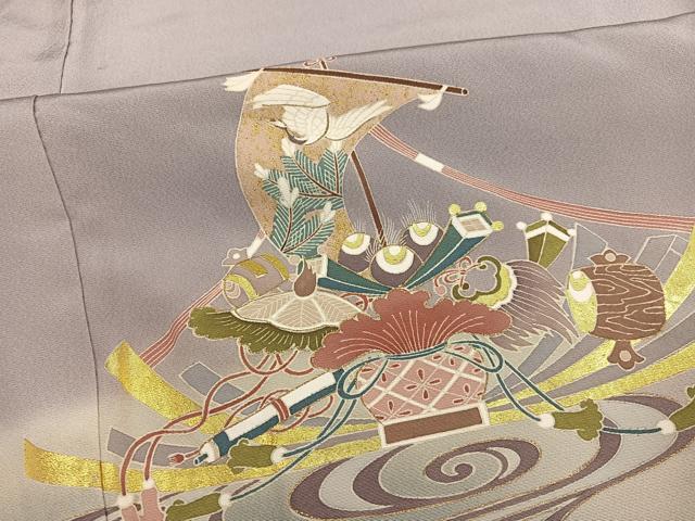 平和屋着物●豪華色留袖　友禅　作家物　駒刺繍　宝舟　暈し染め　金彩　正絹　逸品　AABG4870ph