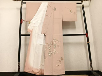 平和屋着物●訪問着　友禅　駒刺繍　花唐草文　金彩　正絹　逸品　AABG4876ph