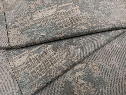 平和屋着物●本場大島紬　風景文　正絹　逸品　AABG4880ph