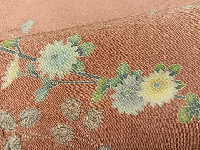 平和屋着物●訪問着　友禅　絞り　枝花文　暈し染め　金彩　正絹　逸品　未使用　AABG4882ph