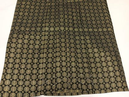 平和屋着物●男性　行灯袴　金襴袴　松葉　黒地　金糸　未使用　AABG4890ph