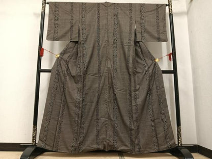 平和屋着物●本場大島紬　カタス7マルキ　間道　正絹　逸品　AABG4893ph