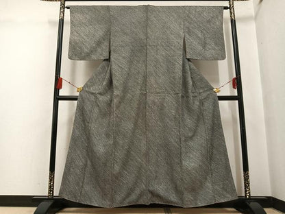 平和屋着物●大変加工の良い総絞り小紋　黒地　正絹　逸品　AABG4894ph