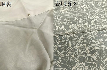 平和屋着物●越後型松煙染　紺仁　十一代　松井均　小紋　更紗文　丹後ちりめん　反端付き　正絹　逸品　AABG4895ph