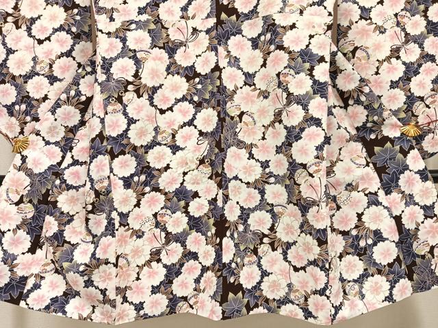 平和屋着物●小振袖　二尺袖　鈴　桜　金彩　洗える着物　AABG4896ph