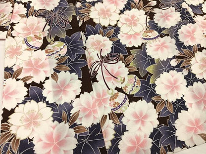 平和屋着物●小振袖　二尺袖　鈴　桜　金彩　洗える着物　AABG4896ph
