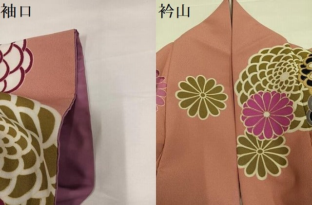 平和屋着物●小振袖　二尺袖　舞花文　金彩　洗える着物　AABG4899ph
