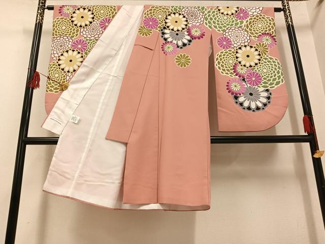 平和屋着物●小振袖　二尺袖　舞花文　金彩　洗える着物　AABG4899ph