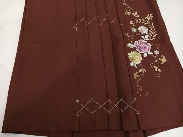 平和屋着物●女性　行灯袴　刺繍　草花文　金彩　洗える着物　未使用　AABG4906ph
