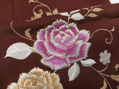平和屋着物●女性　行灯袴　刺繍　草花文　金彩　洗える着物　未使用　AABG4906ph