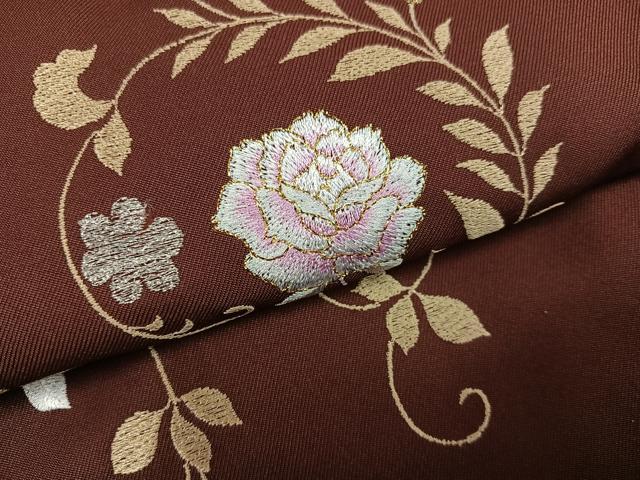 平和屋着物●女性　行灯袴　刺繍　草花文　金彩　洗える着物　未使用　AABG4906ph
