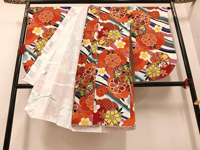 平和屋着物●小振袖　二尺袖　花尽くし　金彩　洗える着物　AABG4908ph